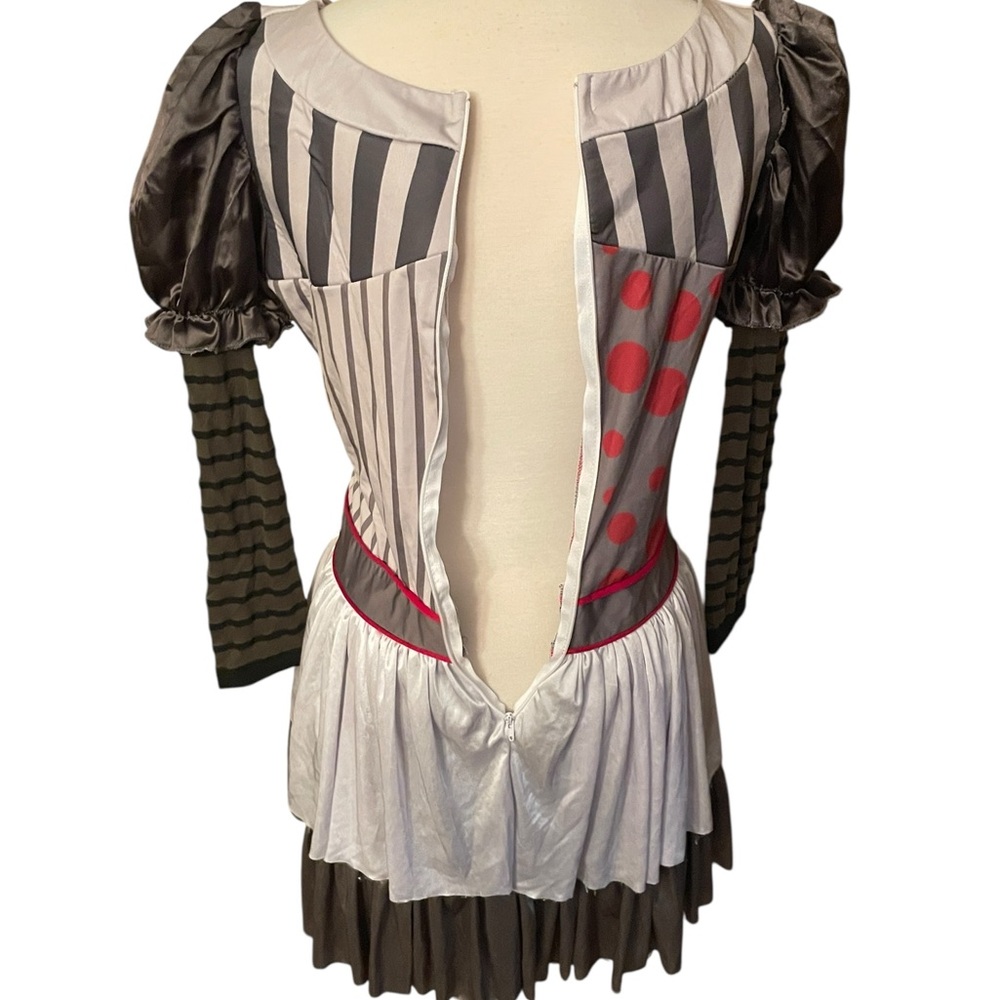 Creepy Clown Woman Dress Puff Sleeves Halloween Costume Cosplay Adult Size Large - Picture 8 of 15